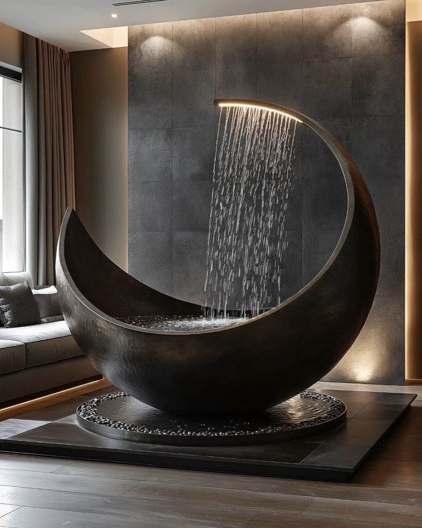 HOUSEPORN___'s tweet image. Crescent moon shaped bathtub 🌙