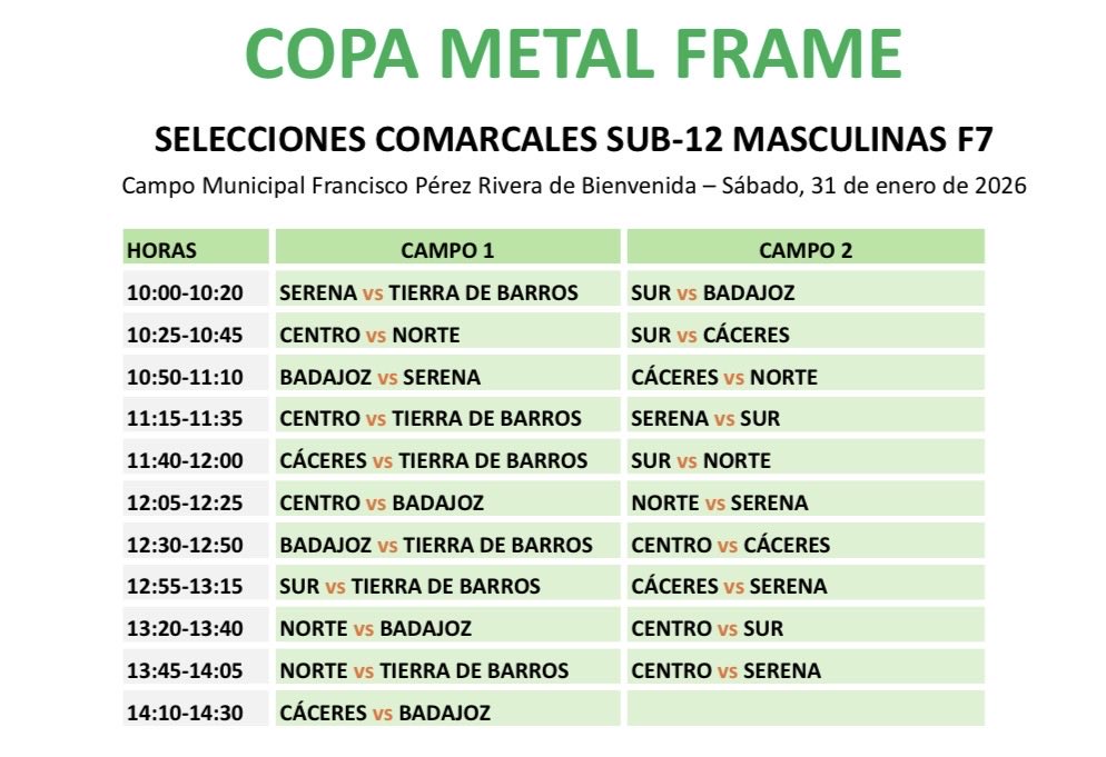 BIENVENIDA, SEDE DE LA CANTERA DE EXTREMADURA

📣Ya es público: la <a href="/FedExFutbol/">Fexfutbol</a> ha elegido #Bienvenida para el precioso torneo donde se seleccionarán a los mejores jugadores sub’12 de #Extremadura💚🤍🖤

🙏Gracias por confiar en nosotros, ¡es un orgullo!

🙌¡Os esperamos a tod@s!