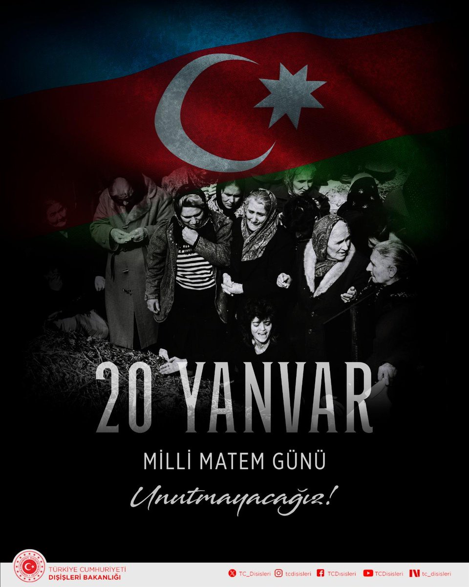 20 Ocak 1990’da Can #Azerbaycan’ın istiklali uğrunda şehit düşen Azerbaycanlı kardeşlerimizi saygı ve rahmetle anıyoruz.
#TekMilletİkiDevlet