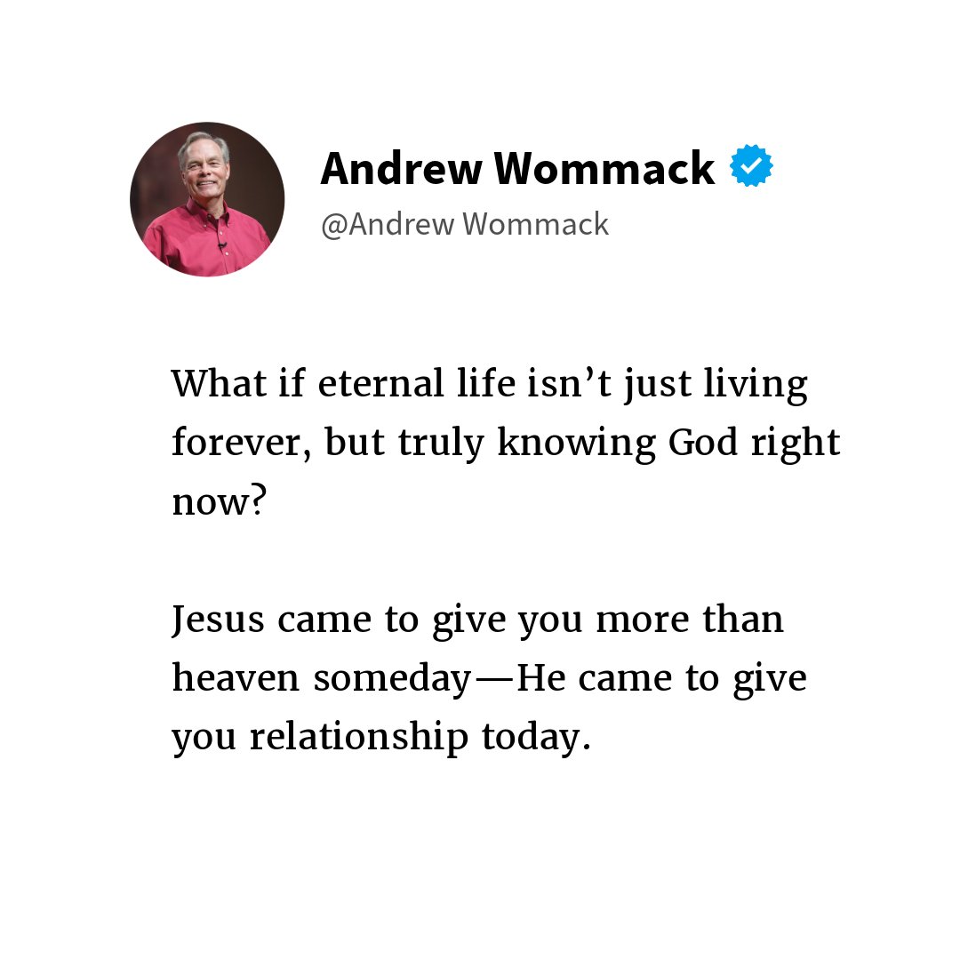andrewwommack's tweet image. Learn more: 👉 l.awmi.net/TheresMoreToIt…

#EternalLife #KnowGod #ChristianHope