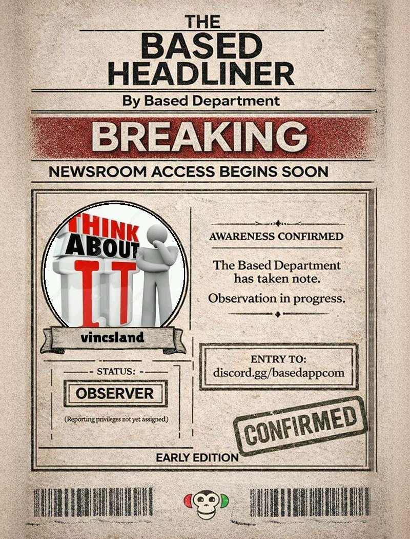 Just printed my exclusive Based Headliner!

now i get to be early to the era of internet opinion markets.

head to discord to grab yours ASAP, this is your chance to be early → discord.gg/Basedappcom