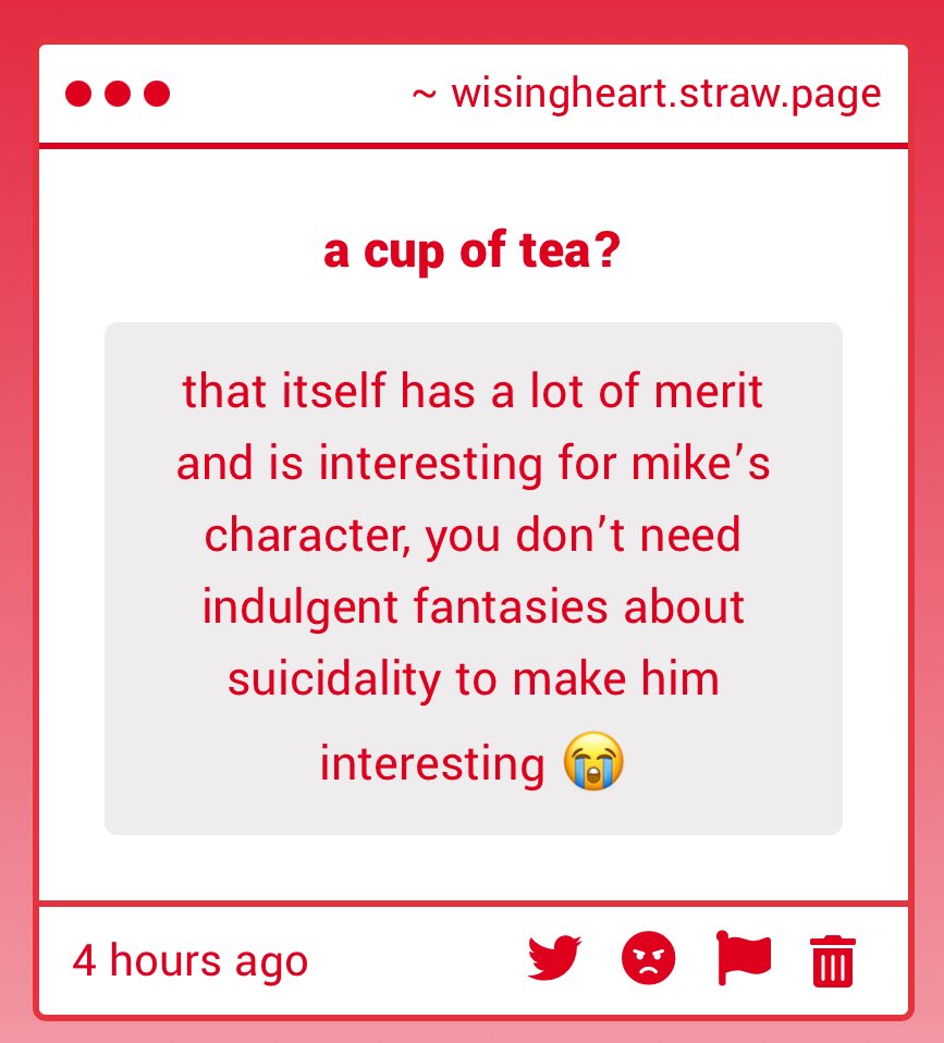 YESSSS please let’s discuss mike’s crazy savior complex. like we genuinely need to have a serious discussion about it