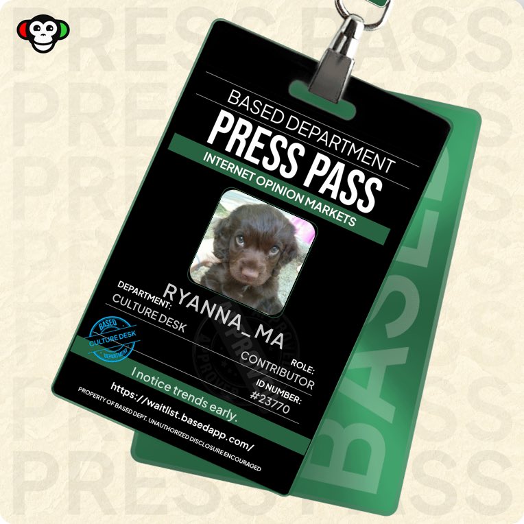 ryanna_ma's tweet photo. apparently calling things based or cringe earns bananas 🍌
claimed my @basedappcom Press Pass
help me stack these → https://t.co/hKbFfidGVi https://t.co/ULYelxxOmC