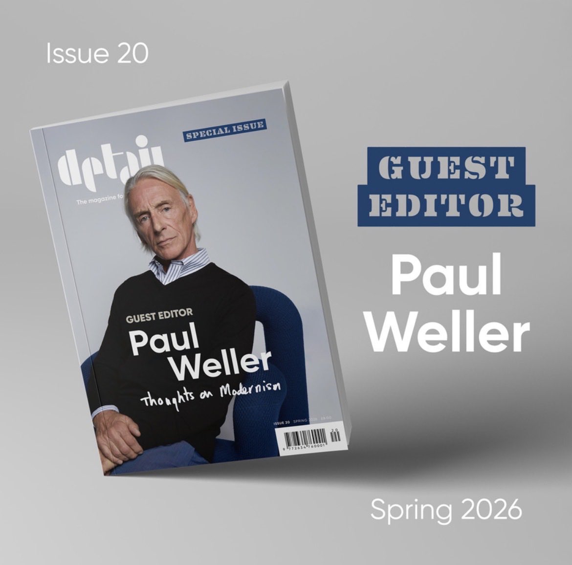 detailmag's tweet photo. Celebrating our 20th issue this spring with a special guest editor #paulweller #modfather #modculture out late March. Pre order at https://t.co/WvnAsrnC8c https://t.co/GKCVYvk1O5
