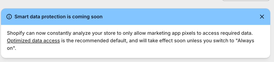 integrixai's tweet image. Shopify has done it again. 

But now it is limiting what your ad platforms get access to. 

YOU MUST CHANGE THIS IMMEDIATELY 

Shopify has now changed your pixel settings to "Optimised". Change this to "Always on" so you can keep sharing information with your ad platforms.