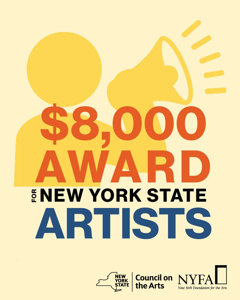 NY artist working in Craft/Sculpture, Digital/Electronic Arts, Nonfiction Literature, Poetry, &amp; Printmaking/Drawing/Book Arts?

Apply for an unrestricted $8,000 NYSCA/NYFA Artist Fellowship by Jan 27: bit.ly/2WMsZim 

@nyscarts