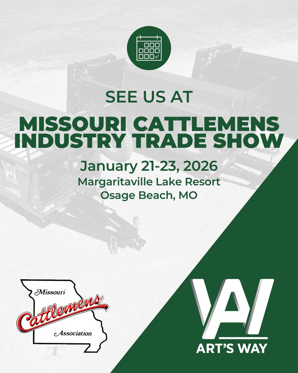 Come see Kimball Sales representing Art's Way at the Missouri Cattlemens Industry Convention &amp; Trade Show this week! #HowWorkGetsDone
