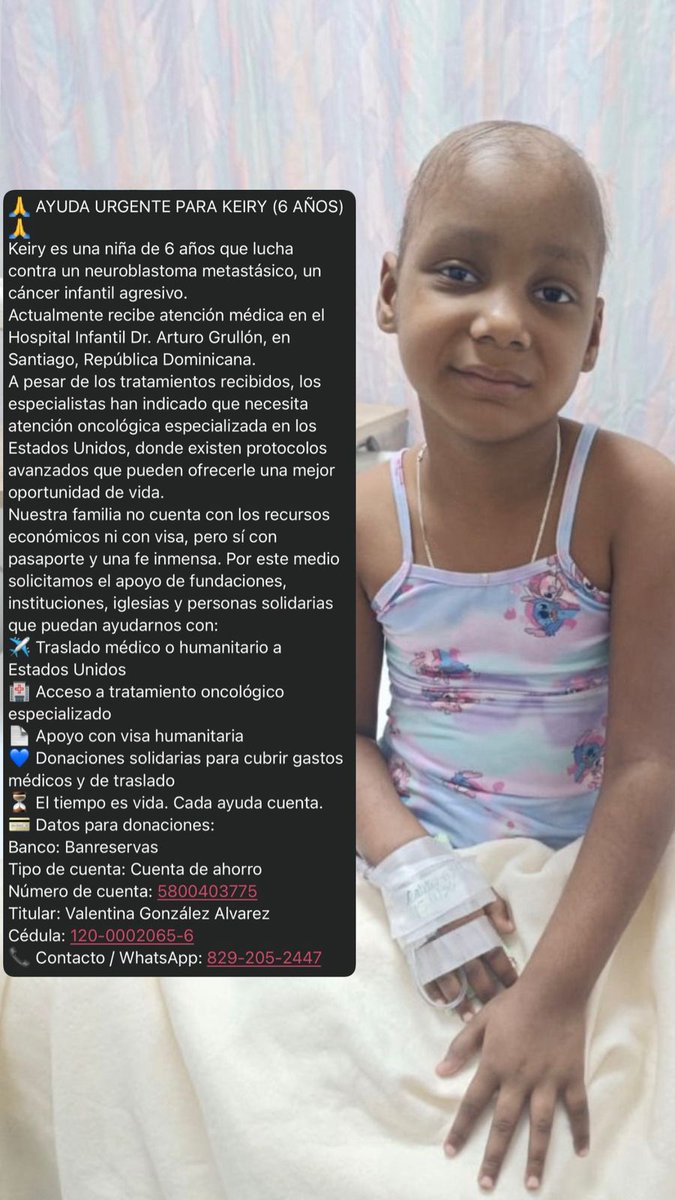 Siempre me voy a preguntar, porque el gobierno NO responde a este tipo de casos. Esta niña conozco su madre y muchos de sus familiares, están desesperados En RD se derrocha mucho dinero en vanidades y otros simplemente se roban el dinero de la salud
Atención <a href="/raquelarbaje/">Raquel Arbaje</a> que hay
