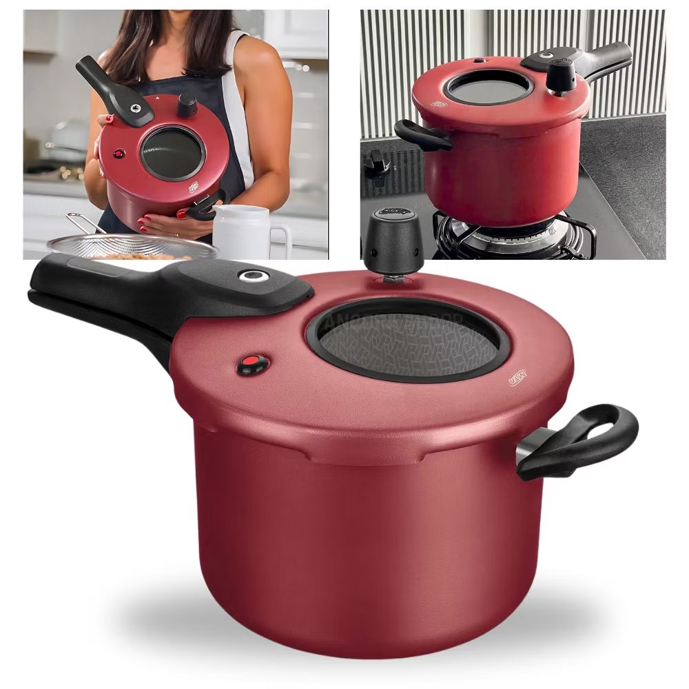 Panela de Pressão 4,5L Com Visor de Vidro Antiaderente Fechamento Externo Vermelho Cereja MTA por R$229,90. Compre na Shopee agora! s.shopee.com.br/5VPDAPVbql?sha…