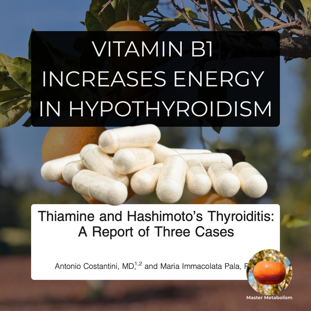 High-dose thiamine (600 mg) reduces fatigue in Hashimoto’s hypothyroidism.

Thiamine (vitamin B1) helps with glucose metabolism, which is impaired in hypothyroidism.

“We hypothesized that the chronic fatigue accompanying inflammatory and autoimmune diseases is the clinical