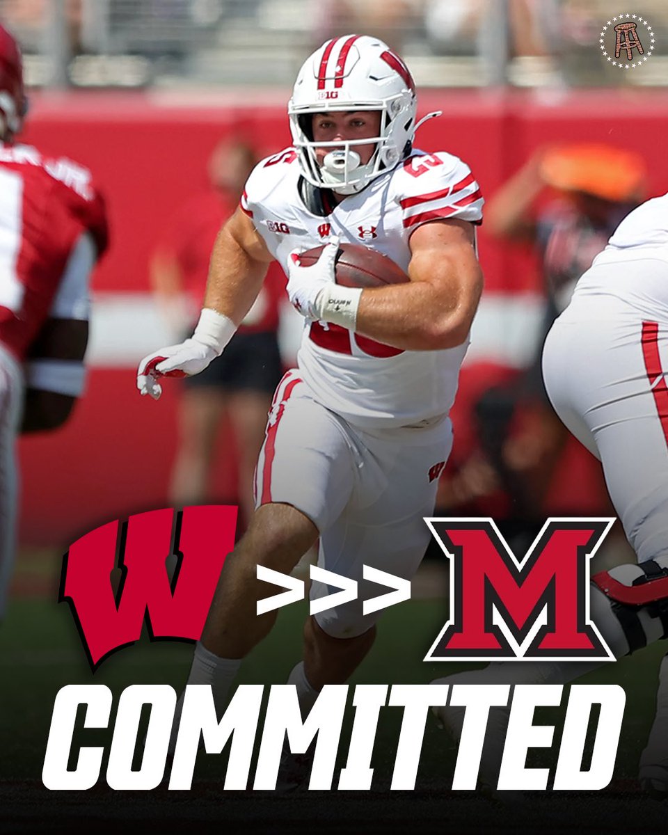 BarstoolMiamiU's tweet photo. BREAKING: Wisconsin RB Cade Yacamelli has committed to Miami OH, per 247Sports.

The 6ft 219lb RB has rushed for 571 career yards, averaging 5.3 per carry with 10 game appearances and one start last season. https://t.co/bPNHpNapNi