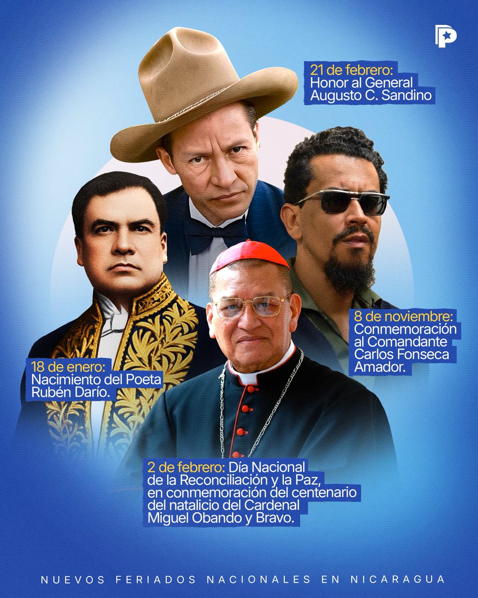 📅🇳🇮 La Asamblea Nacional aprobó de forma unánime la declaratoria de nuevos Feriados Nacionales para las fechas 18 de enero, 2 de febrero, 21 de febrero y 8 de noviembre, fortaleciendo la memoria histórica y los valores de identidad nacional.