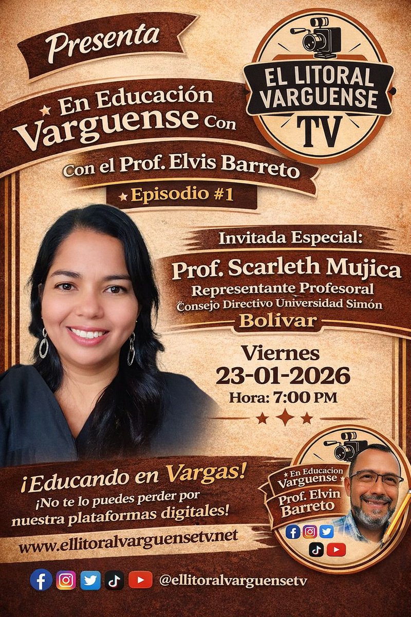 Nuestra invitada  <a href="/ScarlethMujica/">Scarleth Mujica</a>. Conectate el Viernes 23 a las 7 PM :  youtube.com/@elvarguensetv
