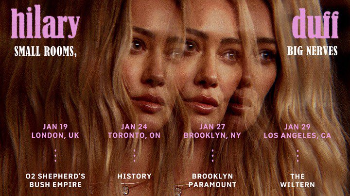 BuzzingPop's tweet image. Setlist for the opening night of Hilary Duff’s headlining tour in London:

• Wake Up
• So Yesterday
• Roommates
• Weather for Tennis (unreleased)
• Metamorphosis
• Fly
• My Kind
• Sparks
• Future Trippin' (unreleased) 
• With Love
• Beat of My Heart
• Someone's…