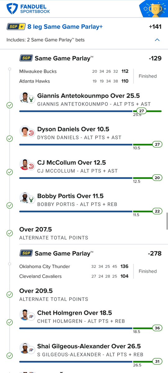 And the other plays for the first 2 games I had +100 on ALL CASHED ALSO! KA-BOOOM!! 
➕️1️⃣0️⃣7️⃣
➕️1️⃣4️⃣1️⃣
CASHED! 🔥💲✅️