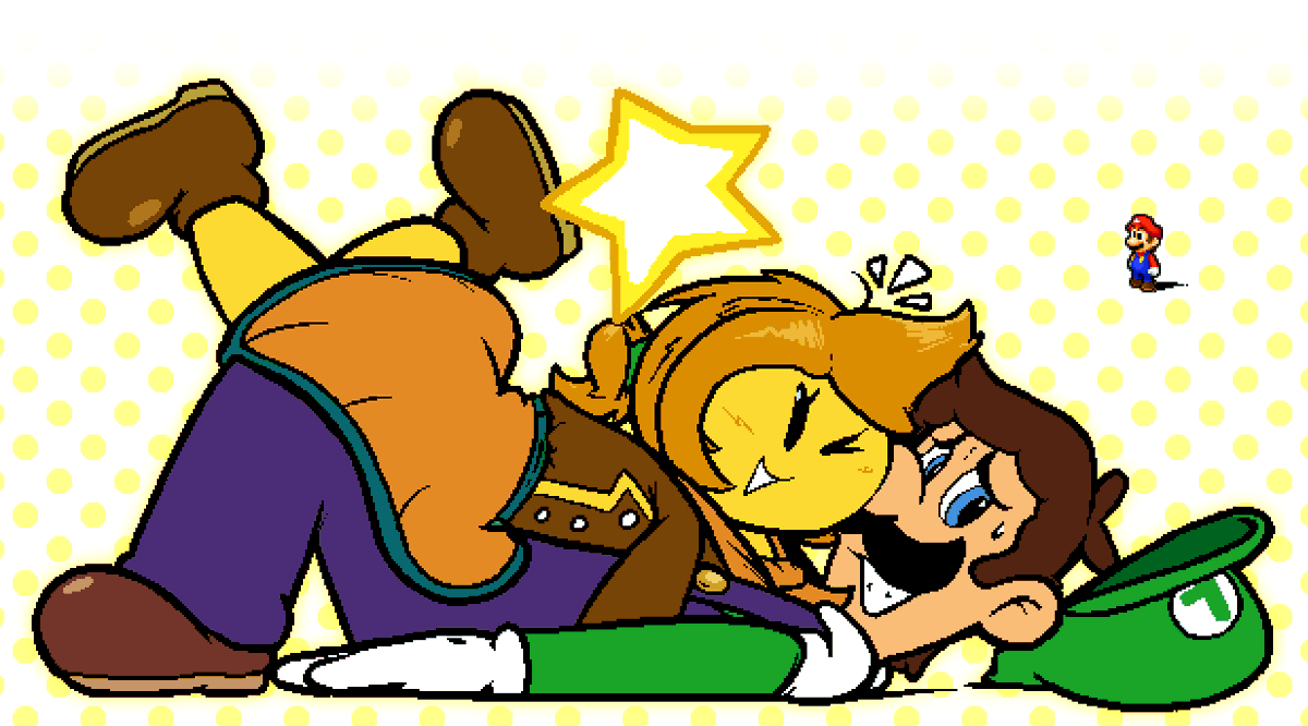 x_somari_t_a's tweet image. Luigi and Starlow Comm for @eggsalad2dx