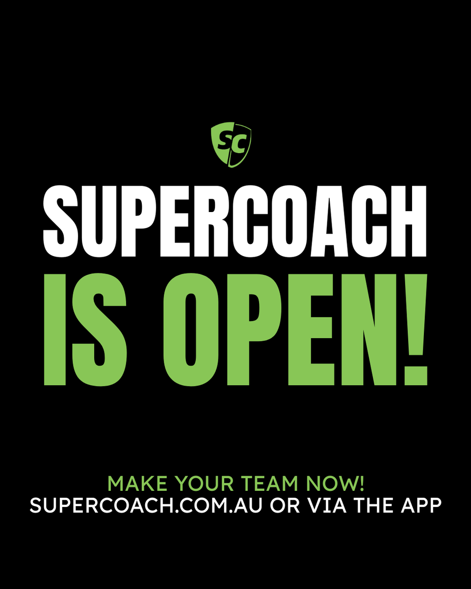 SuperCoach's tweet image. SuperCoach is officially OPEN!!! 🔥💚

Make your team now at supercoach.com.au or via the app 📲

 #SuperCoach #AFL