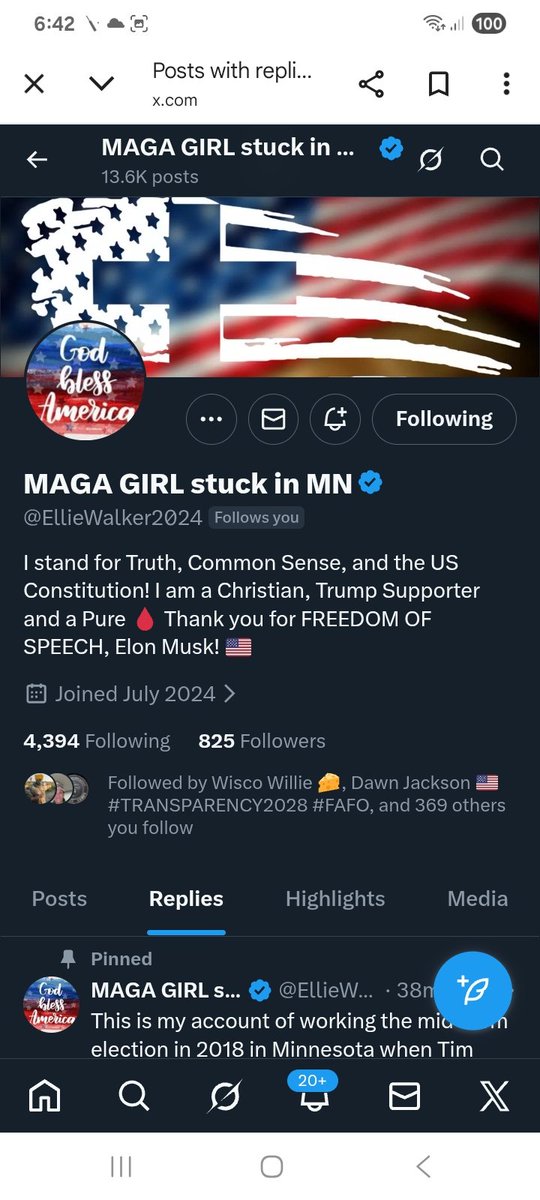 Can we find this pure blood patriot who stands for truth, the constitution and common sense some new connections to engage with 
<a href="/EllieWalker2024/">MAGA GIRL stuck in MN</a> 
F&amp;R
💪🫶💯🇺🇸