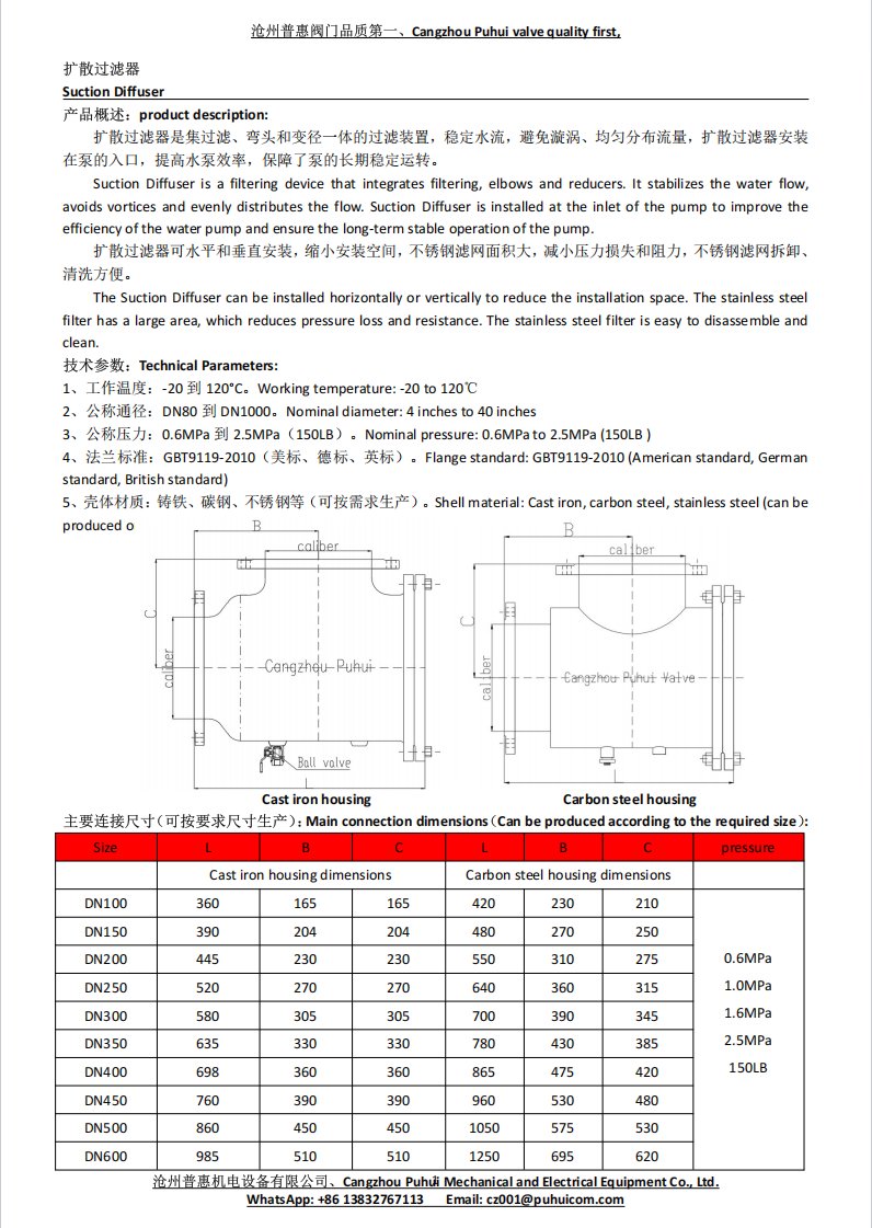 Suction diffuser/water pump suction diffuser product introduction