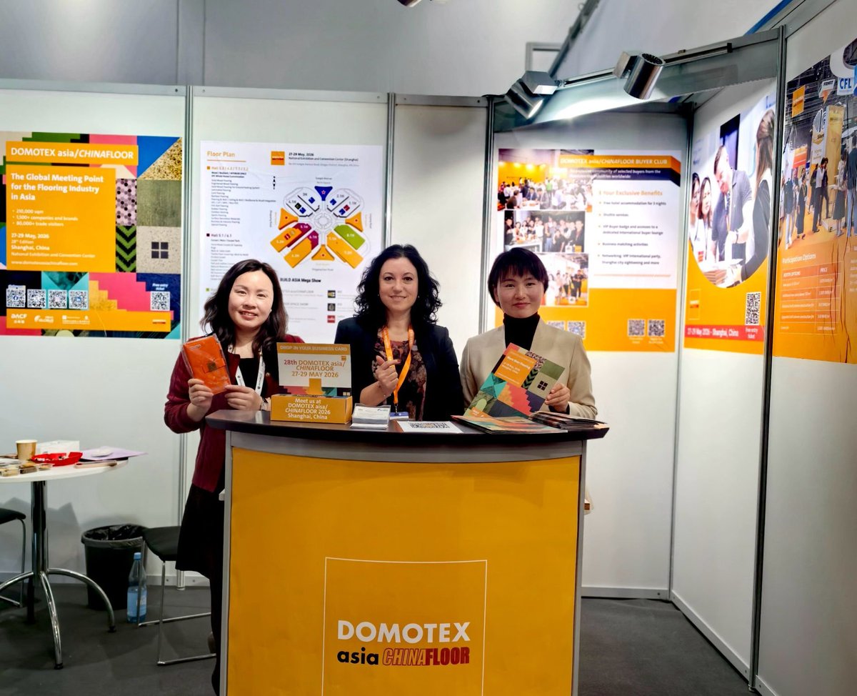 DomotexAsia's tweet photo. Our DOMOTEX journey starts today! We’re excited to meet partners and clients from across the globe and build new connections.

Join us at Hall 20 | Stand B51 to discuss opportunities in the Asian #carpet and #flooring markets.

We look forward to welcoming you!

#domotexasia #domotex