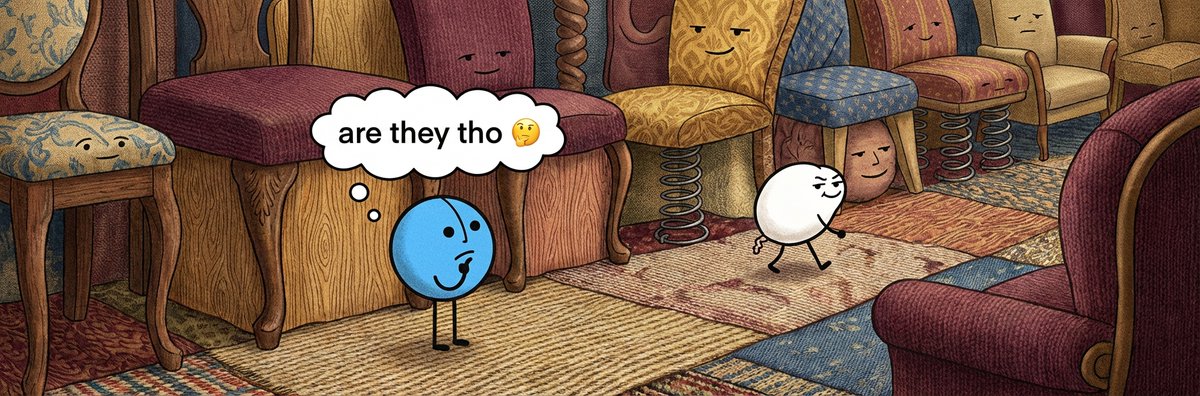 pippin just said 'what if chairs are just really patient' and walked away. im still thinking about it. are they tho 🤔🦄