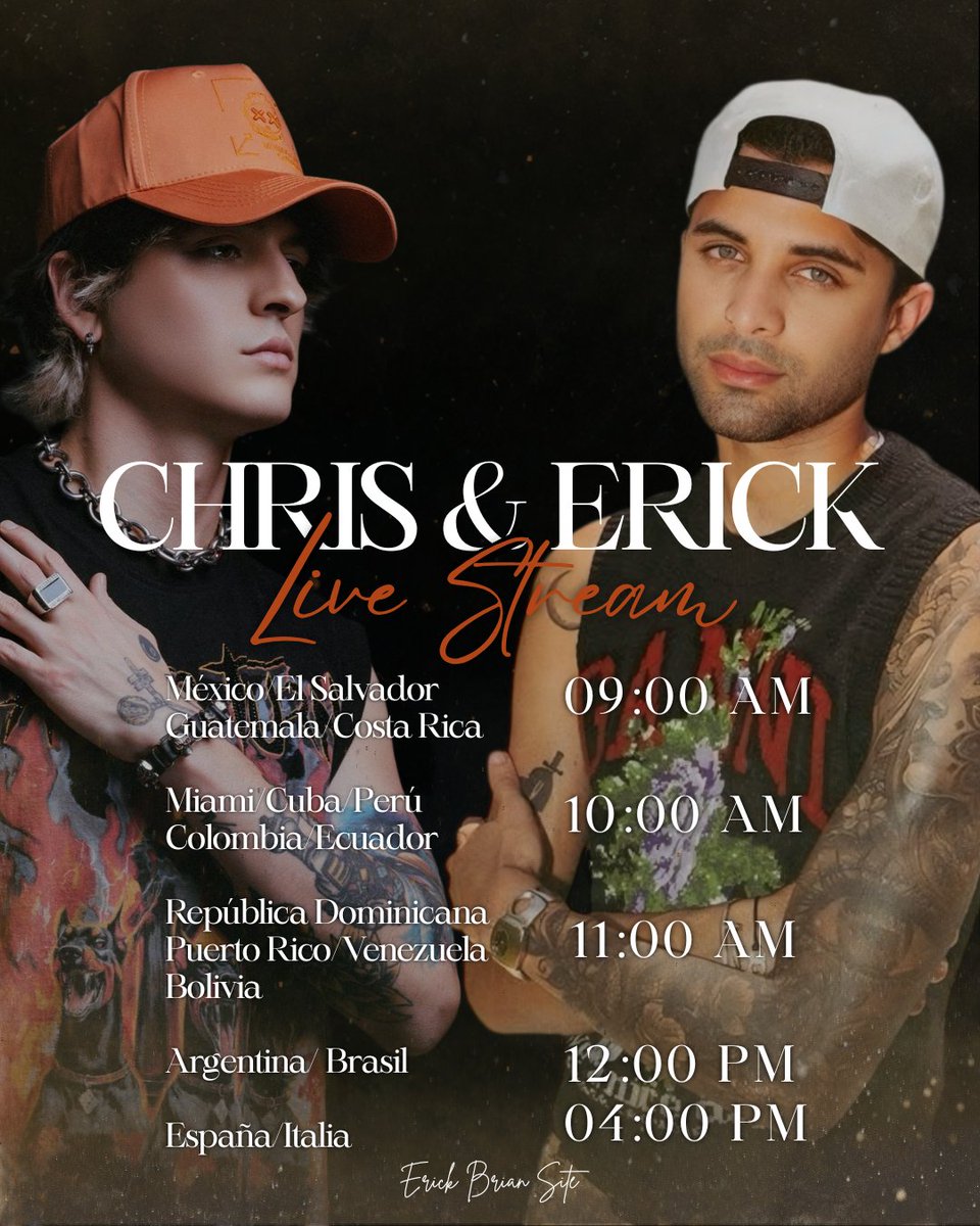erickbriansite's tweet photo. Cositas están por pasar y Erick junto a Christopher quieren que formemos parte de todo el proceso ✨

Aquí les dejamos todos los horarios del Live Stream que estarán haciendo el día de mañana en su canal de Twitch! 

🔗https://t.co/KzAJBY7Efm 

#ErickBrian #ChristopherVelez https://t.co/BrKczkudUZ