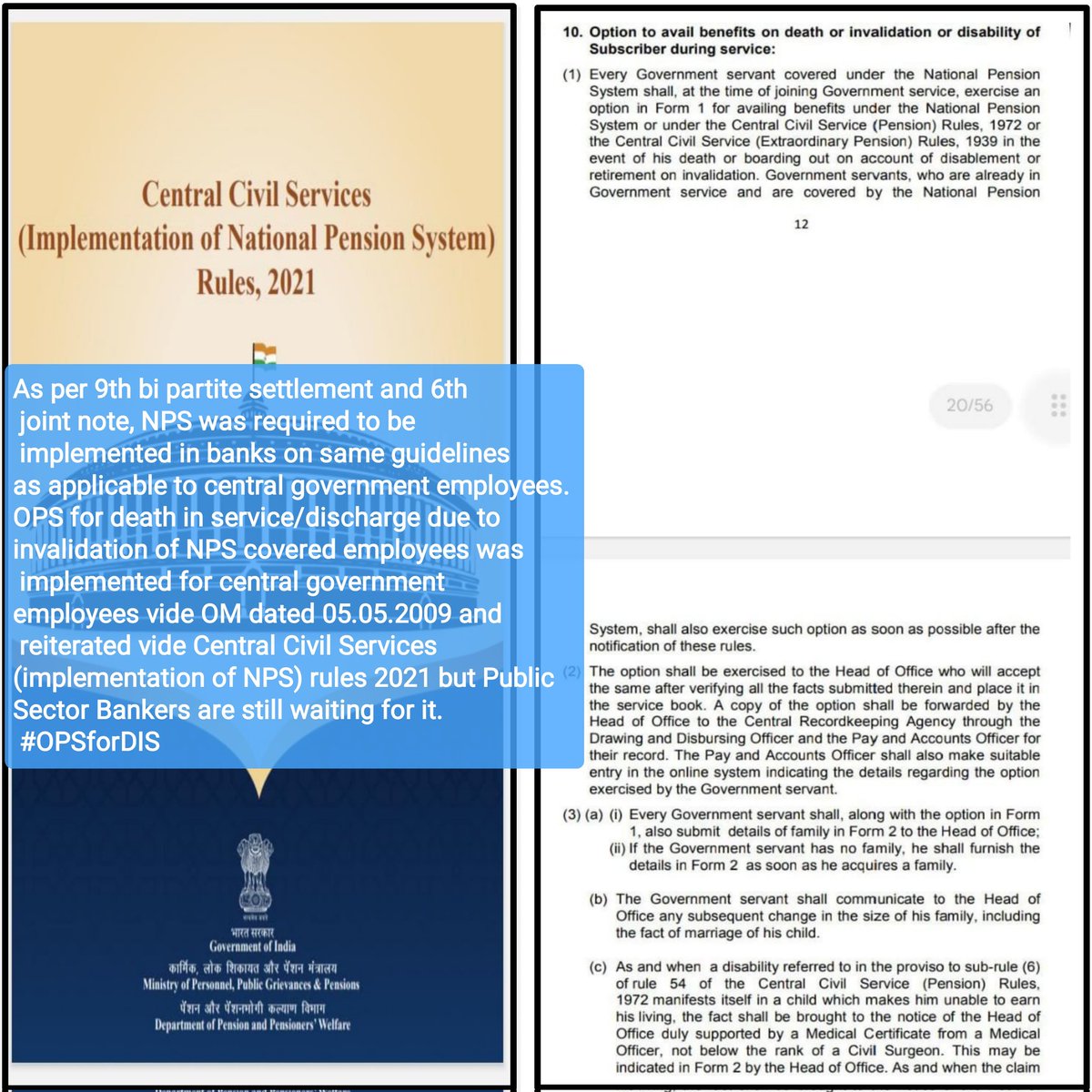 V__i__p__i__n's tweet photo. @ChiefIba @DFS_India
Implement OPS for death in service/discharge due to invalidation of Public Sector Bankers as already implemented for centrl govt emplyees vide OM dt.05.05.09 & CCS (implementation of NPS)Rules 2021
#OPSforDIS
@aiboc_in @rupamsmail
@ChVenkatachalam
@idesibanda https://t.co/lMsLMdRQ0R