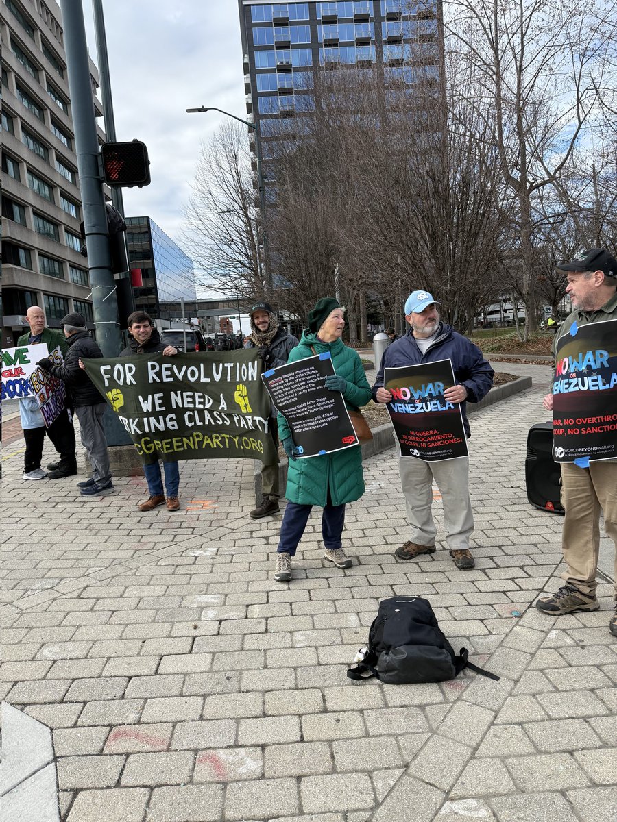 NorthCarolinaGP's tweet photo. GREENSBORO STOOD IN SOLIDARITY. 

On Jan. 17, we joined the global call: No War, No Overthrow, No Coup, No Sanctions on Venezuela. The fight to end U.S. hostility and economic warfare continues.

#Venezuela #HandsOffVenezuela #NoSanctions #NCGP https://t.co/Ug1lr2peJR