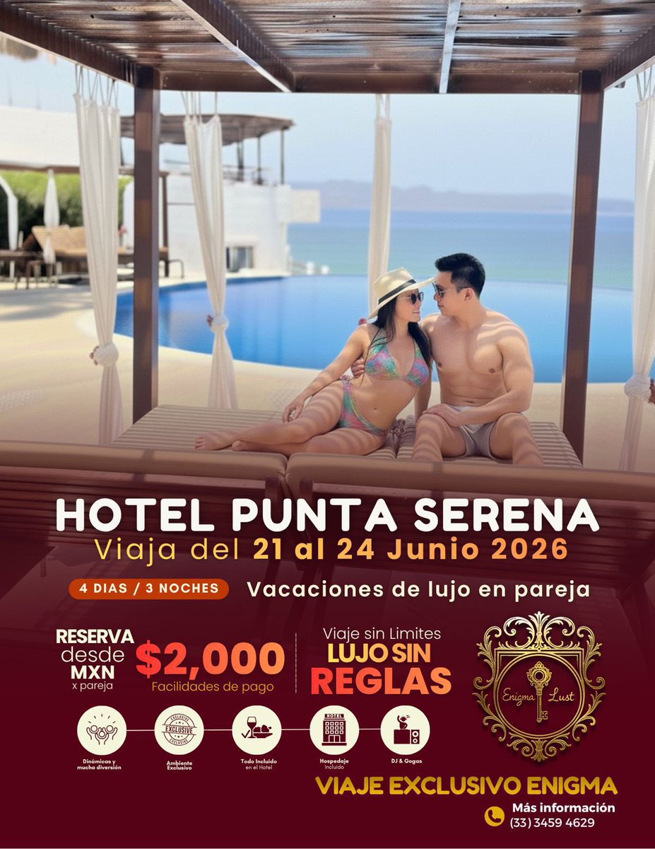 Ya tienes tu lugar para la mejor fiesta sw de verano, hotel completamente sw, playa nudista, Dj, gogas y mucha interaccion. Pocos lugares disponibles, las parejas más sexis y candentes 🥂🔥🤩