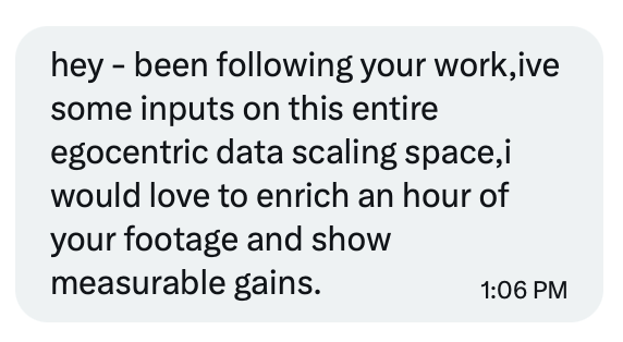 i love helping researchers out in every way i can. if you're a researcher working on robotics/vlas/world models and need some data to play with, dm me.