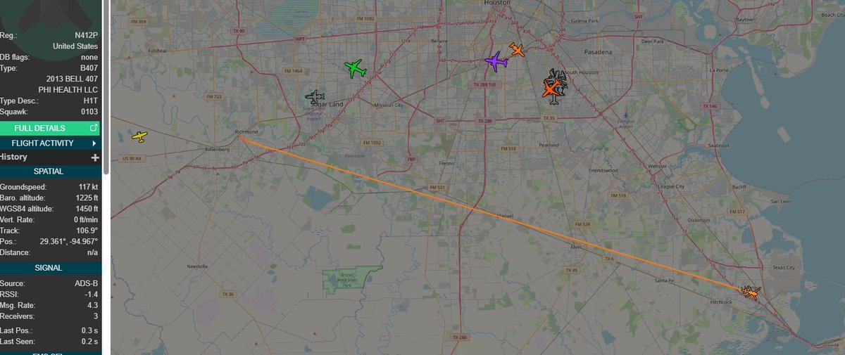 houstonairw's tweet image. Medical helicopter to #Galveston from Richmond, TX