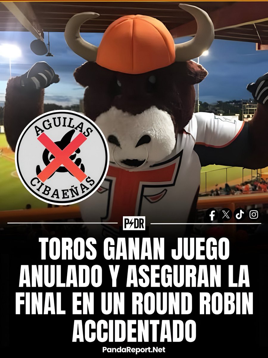 PandaReportNet's tweet image. Los Toros del Este avanzaron a la final junto a Leones del Escogido tras vencer 8–7 a las Águilas Cibaeñas en el partido anulado del viernes pasado. Con este resultado culmina uno de los Round Robin más accidentados en la historia de la LIDOM. [P⚡️DR]#PandaReportNet #LIDOM…