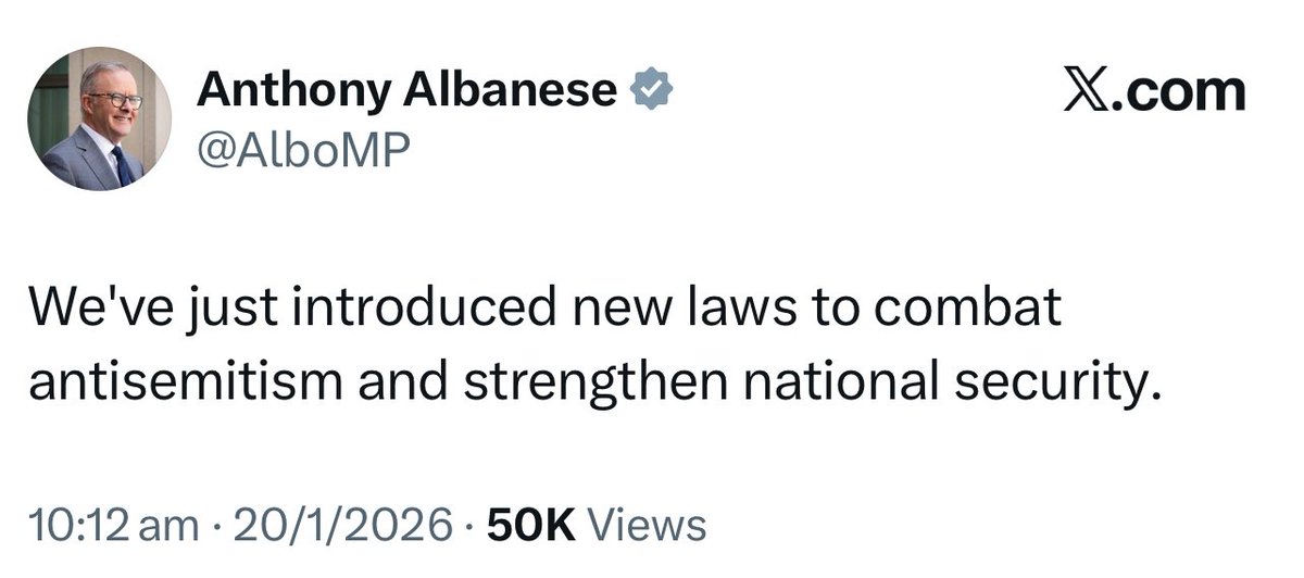 ChrisLXXXVI's tweet image. None of these laws will prevent another Bondi. 

They will prevent you from speaking honestly about what caused it.