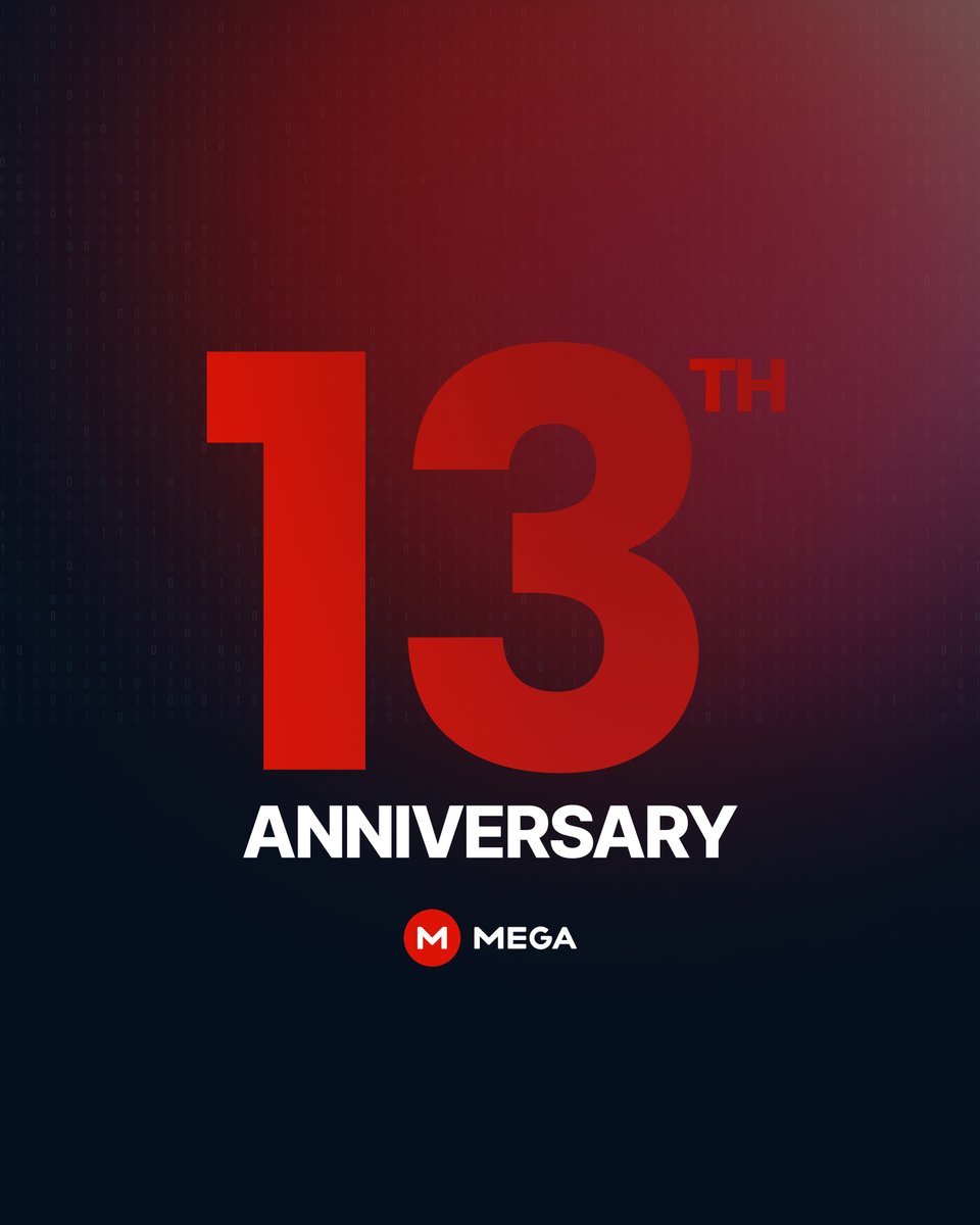 MEGAprivacy's tweet image. MEGA turns 13! 🎉

Since day one, MEGA has grown from an ambitious idea into a platform trusted by 338 million registered users worldwide to store, share, and protect their data.

Along the way, we’ve expanded our services, strengthened our infrastructure, and stayed focused on…
