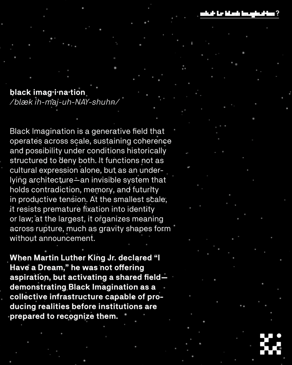 blkimagination's tweet photo. When Rev. Dr. Martin Luther King Jr. declared “I Have a Dream” in 1963, he highlighted Black Imagination as a technology. How can we use it to create better worlds? Stay Curious, Keep Dreaming. https://t.co/cjH9FANczJ