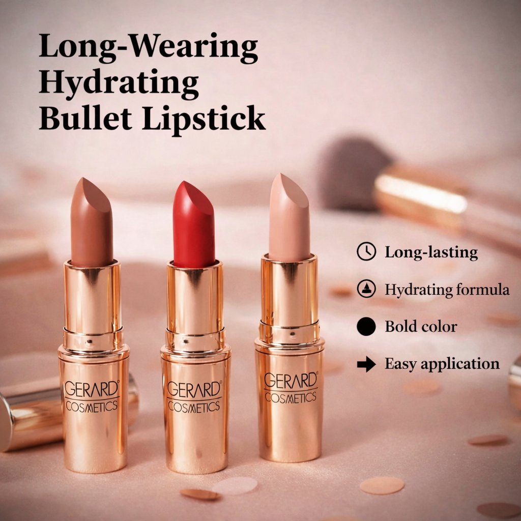 GerardCosmetics's tweet image. Our long-wear hydrating bullet lipsticks come in a variety of gorgeous shades. What's your favorite? #gerardcosmetics #lipsticks