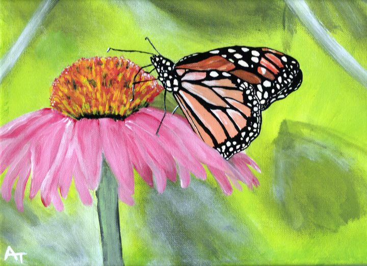OVARTist's tweet image. Art of the Day! "Butterfly on a Cone flower". Buy at: ArtPal.com/OVARTist?i=515…