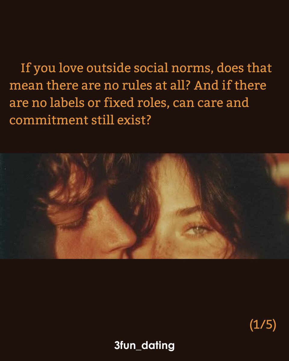 3fun_app's tweet image. Curious about relationship anarchy (RA) — and whether it really means “no rules”? This short piece breaks down what RA actually stands for, why it’s not the same as chaos or irresponsibility, and how it works in real life.

#3fun #polyamory #relationshipanarchy #poly #enm