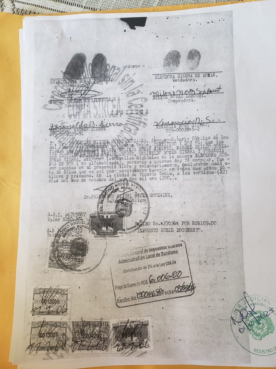 Magistrado, este acto de venta y los sellos son totalmente falsos...