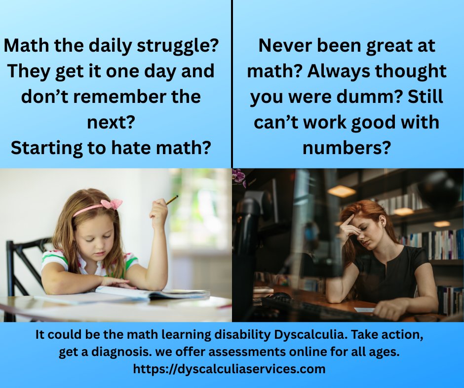 Contact us for online assessments of dyscalculia for all ages. dyscalculiaservices.com