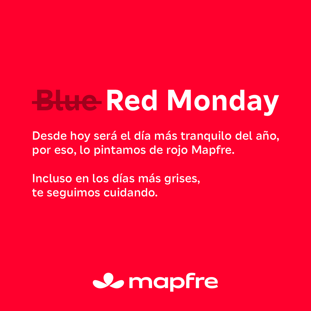MAPFRE_MX's tweet photo. Es momento de cambiar del #BlueMonday a la tranquilidad del #RedMonday. #CuidamosLoQueTeImporta ❤️✨ https://t.co/eaFz2pJuOj
