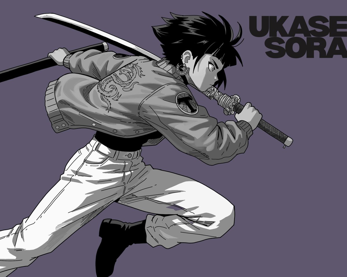 Ukase Sora.  

Laid-back, half-asleep, and always letting her sword do the work, she drifts through life with zero urgency. But behind the yawns and shrugs lies the will of the Rubber Dragon. A living blade that stretches, snaps, and fights on its own.