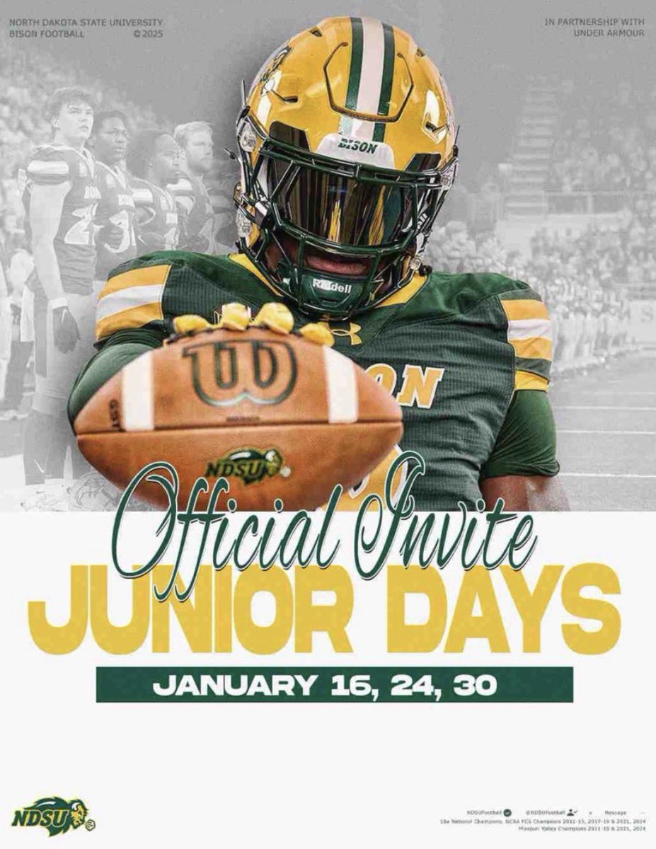 _WyattErickson's tweet image. Thanks @CoachDKlieman and @JoeBeschorner for the Junior Day invite! Looking forward to learning what @NDSUfootball is all about. 🦬