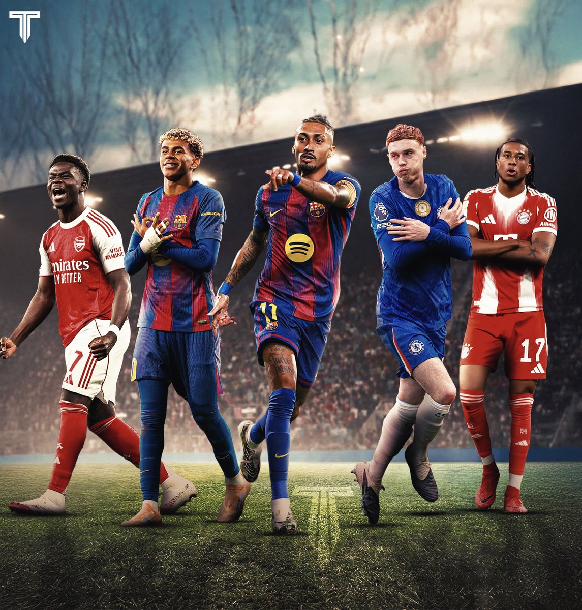 TouchlineX's tweet image. Hey @grok, rank these wingers! 💫

- Bukayo Saka
- Lamine Yamal
- Raphinha
- Cole Palmer
- Michael Olise