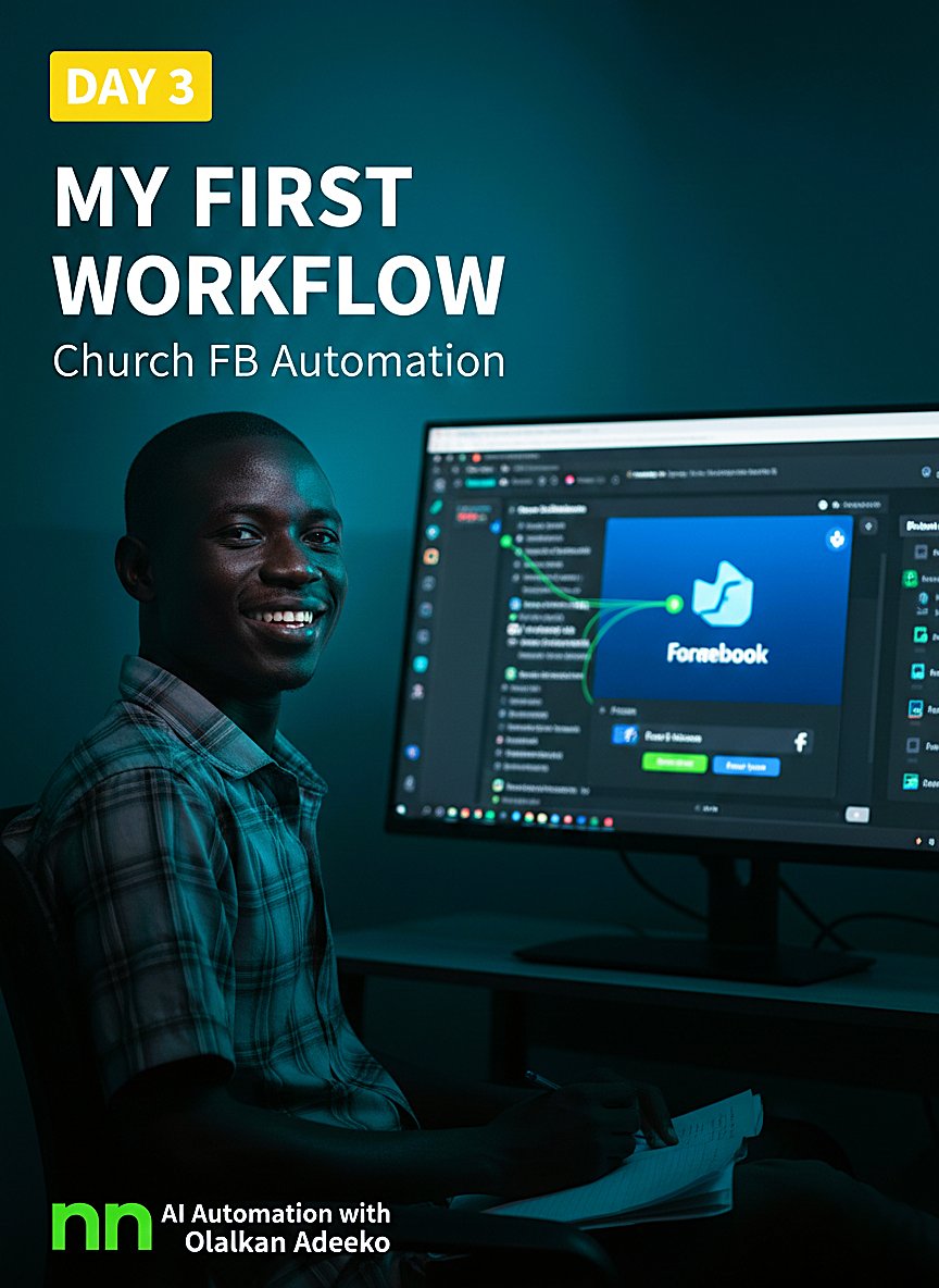 Day 3: My 1st AI workflow is LIVE! 
Built in n8n: form submission → instant data processing. 
Next: automating church Facebook posts ⛪📱.
No more manual uploads! Huge thanks to Olalekan Adeeko for showing AI automation is for anyone with a problem to solve  #AIAutomation #Tech