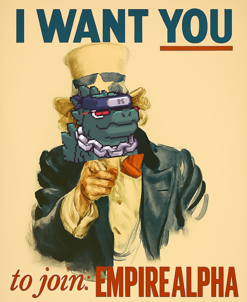 Empire Alpha is hiring! 

Claim a stake in our future and build on your reputation with us!  

Whether you are a trader, collab manager, chat mod, or even just someone with a good winrate on polymarket... 

As long as there is value to you provide, WE WANT YOU!  

Open a ticket