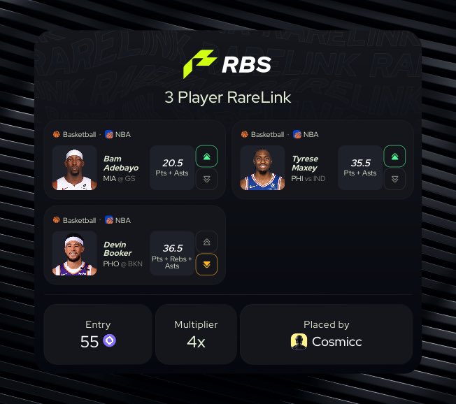 .@rarebetsports just announced the ultimate test of ball knowledge with a 25k MON challenge across three categories recognizing consistency and accuracy.

Winning or losing, I’m about to go on a streak. 

Here’s my first bet entry of the Betard Week Competition with NBA props: