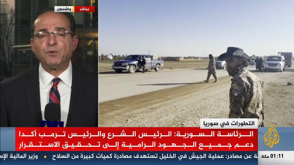During Al Jazeera’s coverage of the attack carried out by Damascus-affiliated factions against areas of North and East Syria, the ISIS emblem was seen on the shoulder of one of the gunmen participating in the attack, raising serious questions about the nature and background of