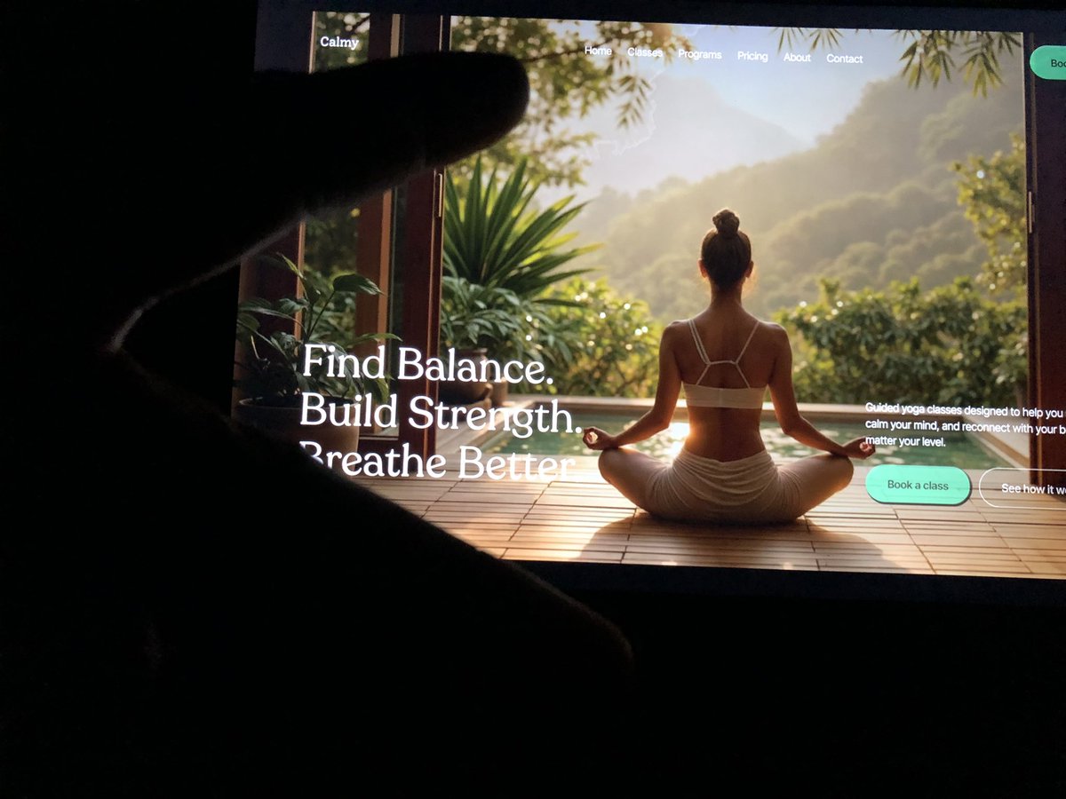 Started work on a website design for a Yoga brand. Still Iterating Layout ideas. 

Did some research in this industry and noticed a common pattern in which they design their Hero sections. I took some inspiration and landed with this. 🚧WIP. 

#WebDesign #UIUXDesign