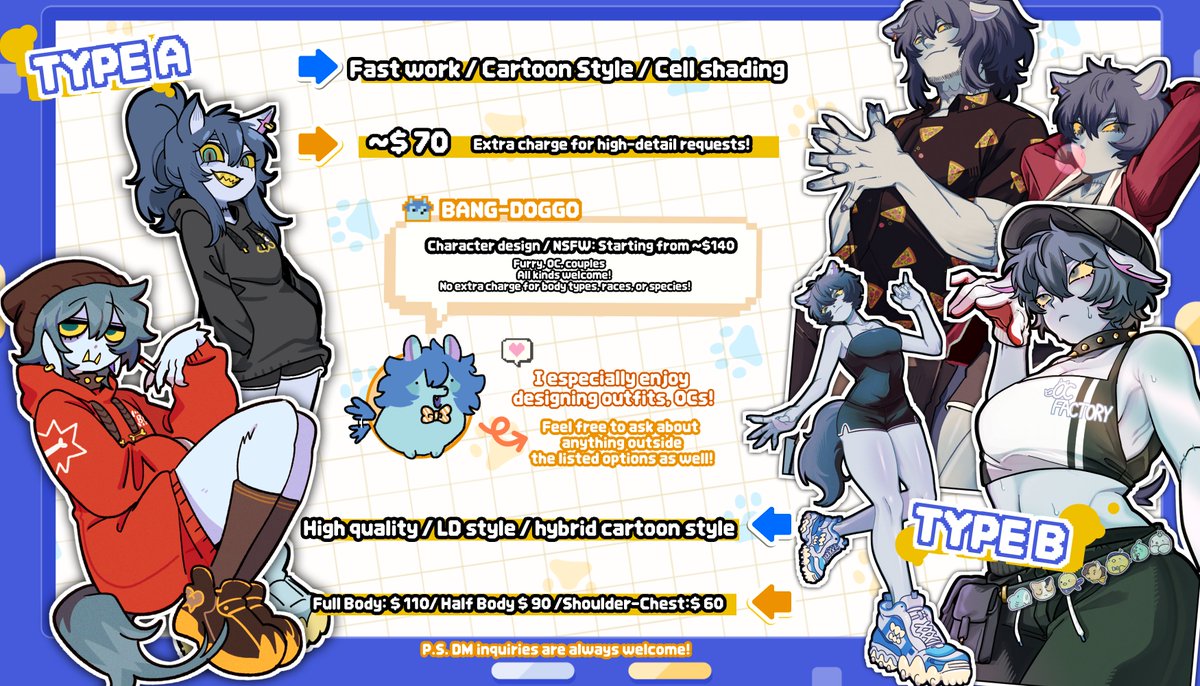 2026 1월 외주 &amp;  커미션 재 오픈 했습니다!
가격은 작년과 재작년하고 똑같이 동결 상태 유지 결정!

커미션은 슬롯 다섯개! 많관부애용! 

KOR : open.kakao.com/o/sZwU7fgg
ENG: discord :: bangdoggo